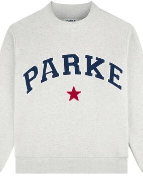 Parke Women's Crewneck Sweatshirt in Light Gray with Navy Logo